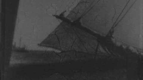 "Shamrock" & "Erin" Sailing (1899 Original Black & White Film)