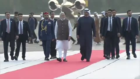 PM Modi's warm welcome for UAE President Mohamed bin Zayed Al Nahyan at Ahmedabad airport