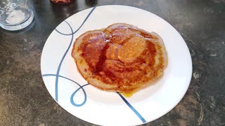 Banana Raspberry pancake for breakfast