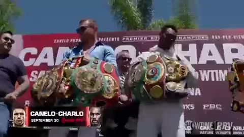 Look at all them belts‼️🔥 @Canelo @TwinCharlo | #CaneloCharlo