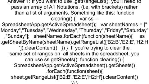 is it possible to clear same ranges of multiple sheets of the same spreadsheet in an easier way