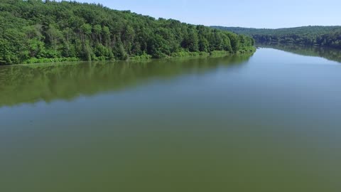 Drone view of Frances Slocum Lake in Kingston