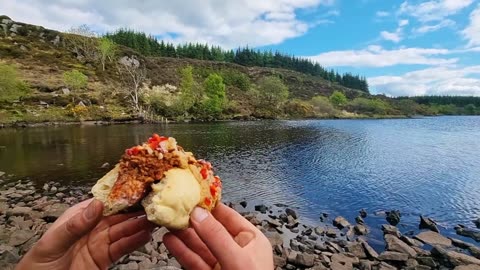 A huge crispy HOT DOG cooked in nature by the River! The taste is 10 times better!