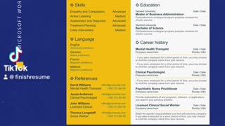 Mental health therapist resume template | FinishResume.com #resume #microsoftword #template