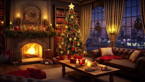 Christmas Jazz Instrumental Music for Good Mood- Cozy Christmas Coffee Shop Ambience -Warm Fireplace