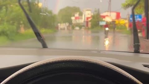 Car drive in rain 🕊️🤍...