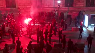 French election protesters clash with riot police