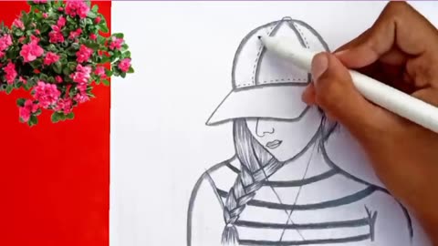 Amazing girl art sketch with cap