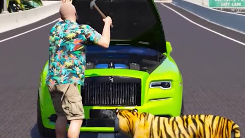 GTA V : MICHAEL HELP'S BABY LIONESS RIGHT TIME 😮| #shorts