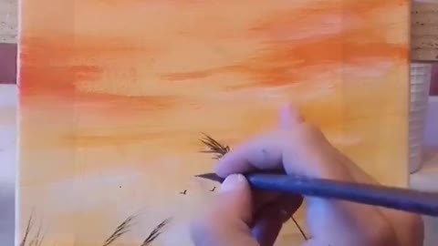 Time Lapse Of Water Color Sunset Arrangement Painting