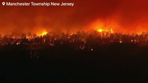 Currently a massive forest fire is currently raging in Manchester Township, New Jersey