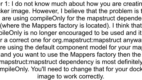 ClassNotFound orgmapstructfactoryMappers in Docker Image