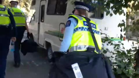 Woman Speaks to Police on Streets Near Camp Freedom, Wellington, New Zealand (read description box)