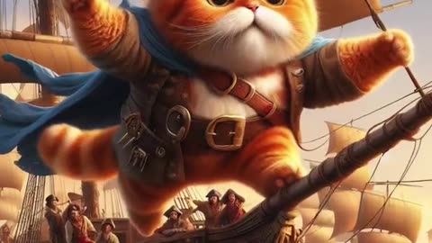 #Captain Whiskers' Pirate Adventure_# Treasure Hunt on the High Seas! #cat #pets #ai
