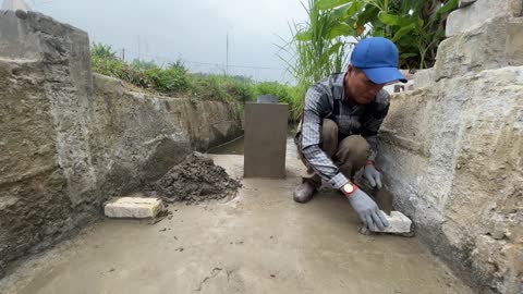 Unique mini-hydroelectric construction with one turbine and two units