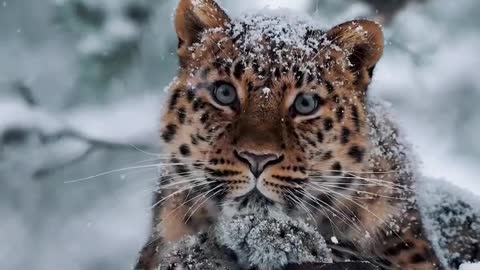 🐆❄️ Amur leopard enjoying the snow in Norway.