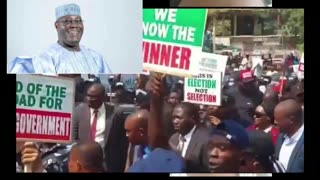 Atiku is leading from the front ,as PDP members protest at INEC heaquater