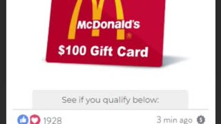 🎁🎁 Grab Your McDonald's $100 Gift Card RIGHT NOW 🎁🎁 OFFER IS VALID FOR US CITIZENS ONLY 🔔🔔