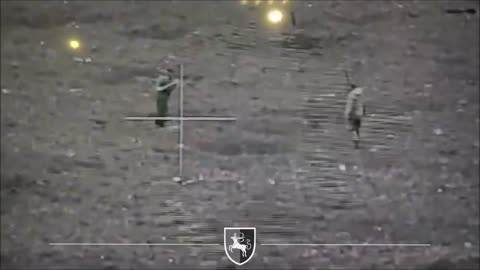 Unarmed Russian soldiers use shovels to fight a Ukrainian FPV drone. March 2024