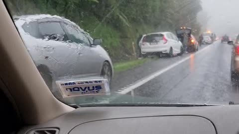 Big Pothole Flattens a Ton of Car Tires on State Highway