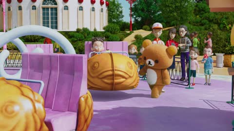 Rilakkuma Tries To Ride a Roller Coaster Rilakkuma's Theme Park Adventure Clip Netflix Anime