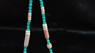 Princess spiny oyster and faceted Amazonite with amber Crystal pendant necklace 20240123-02-08