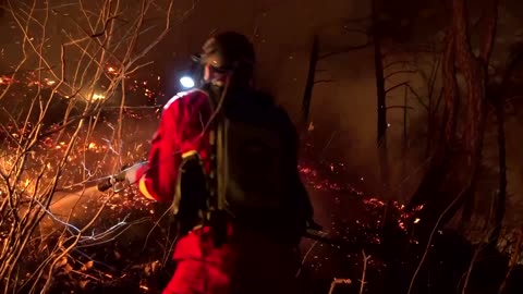 Drone footage shows ongoing wildfire in South Korea