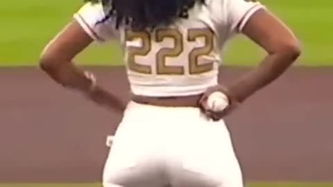 The greatest first pitch your eyes will ever see! #shorts #baseball #megantheestallion