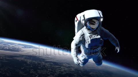 spaceman astronaut floating in outer space