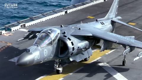 AV-8B Harrier II Showing the Insane Jump on Aircraft Carrier