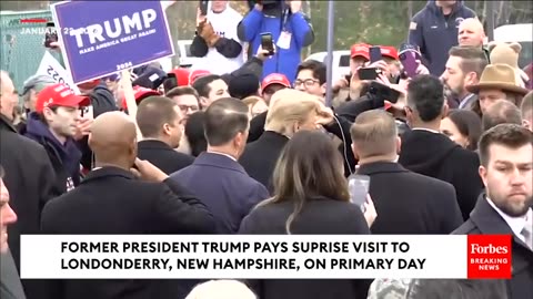 Trump Pays Surprise Visit To Supporters In New Hampshire Amidst Primary Voting