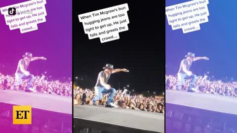 Tim McGraw and Post Malone FALL on Stage