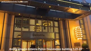 Antifa attacks Atlanta Police Foundation building 1-21-23