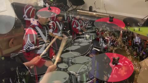12 year old drummer Jig 2 Drum Line Cadence on Drum Set
