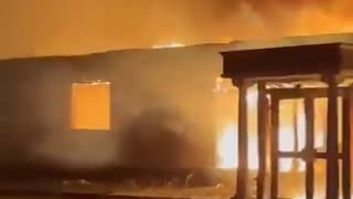 Ross Lake House in Galway,engulfed by a fire tonight.