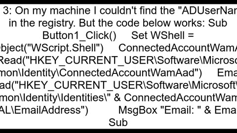 How to get logged user39s email address in Excel