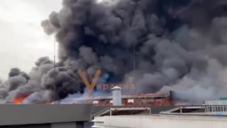 Explosions heard at the scene of a fire in Kyiv Ukraine