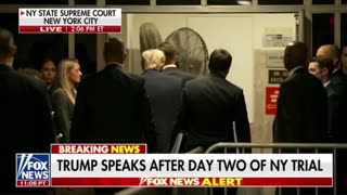 President Trump makes statement outside courtroom -By the way it’s freezing in there