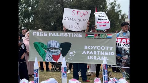 Protesters support Palestine at Nasrec where AGOA is taking place