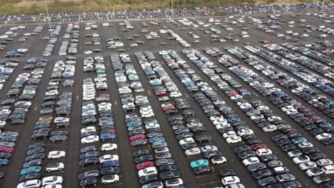 Thousands of used vehicles are stored at the former Rockingham raceway Corby