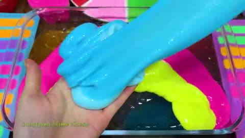 COLORFUL CLEAR PIPING BAGS 🌈 I Mixing random into Glossy #relaxing slime videos#