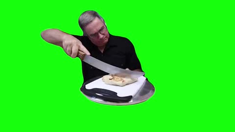 Guy Cutting a Crunchwrap | Green Screen