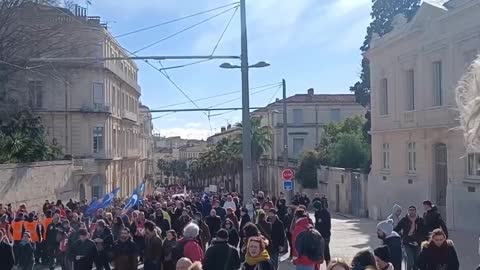 Paris France -unions protests today over pension and the raising of retirement age.