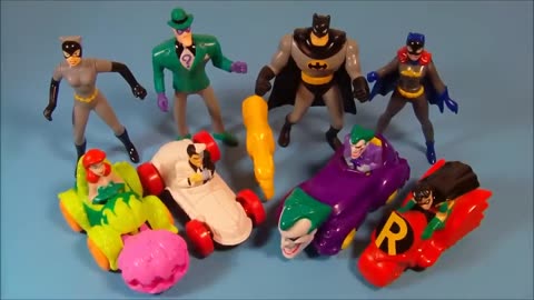 1993 McDONALD'S BATMAN THE ANIMATED SERIES SET OF 8 HAPPY MEAL KIDS TOYS COLLECTION VIDEO REVIEW