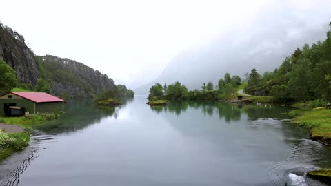 beautiful nature norway natural landscape lovatnet lake