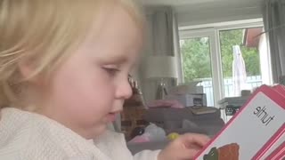 Clever 18 Month Old Cutie Reads Flashcards Part 3