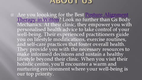 Best Posture Alignment Therapy in Witton