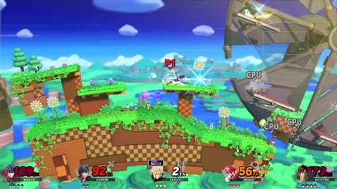 Marth Vs Chrom Vs Cloud Vs Mario Vs Richter on Windy Hill Zone (Super Smash Bros Ultimate)