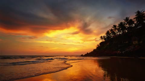 Sunset On Varkala Beach Kerala India Free To Use Video No Copyright