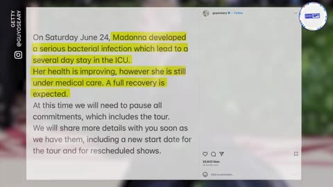 Madonna hospitalized for 'severe infection,' postpones tour